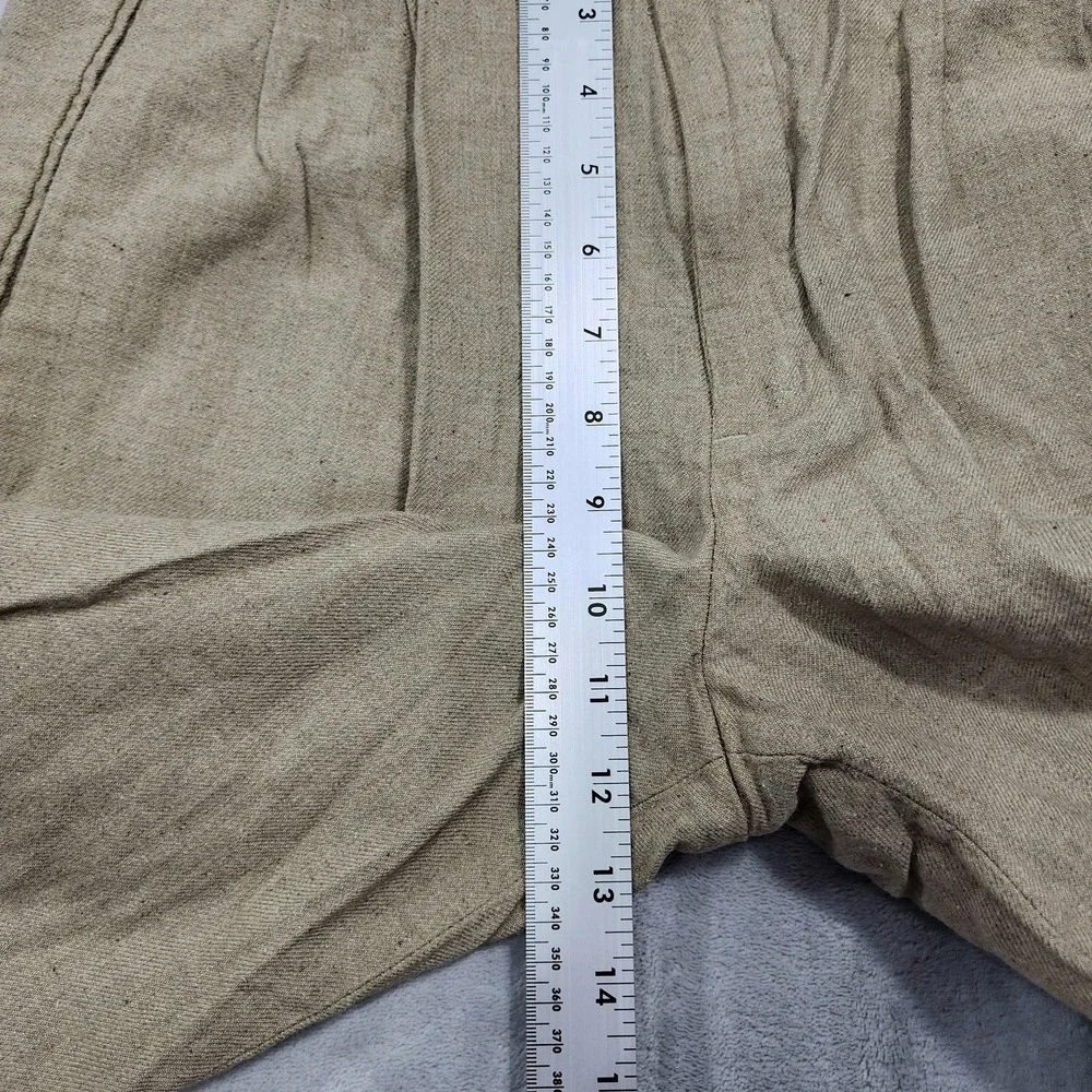 Vintage Dockers Dress Slacks Mens 30x30 Beige Linen Blend Pleated Cuffed Preppy